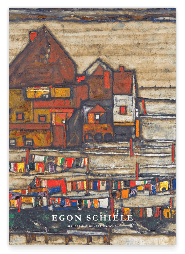 Egon Schiele - Museum-Poster II Häuser mit bunter Wäsche