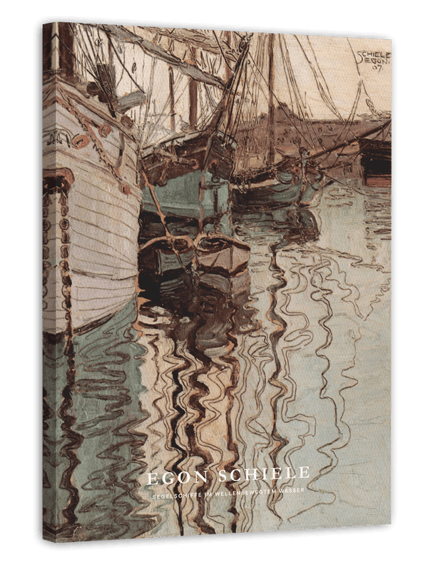 Egon Schiele - Museum-Poster II Segelschiffe mit wellenbewegtem Wasser