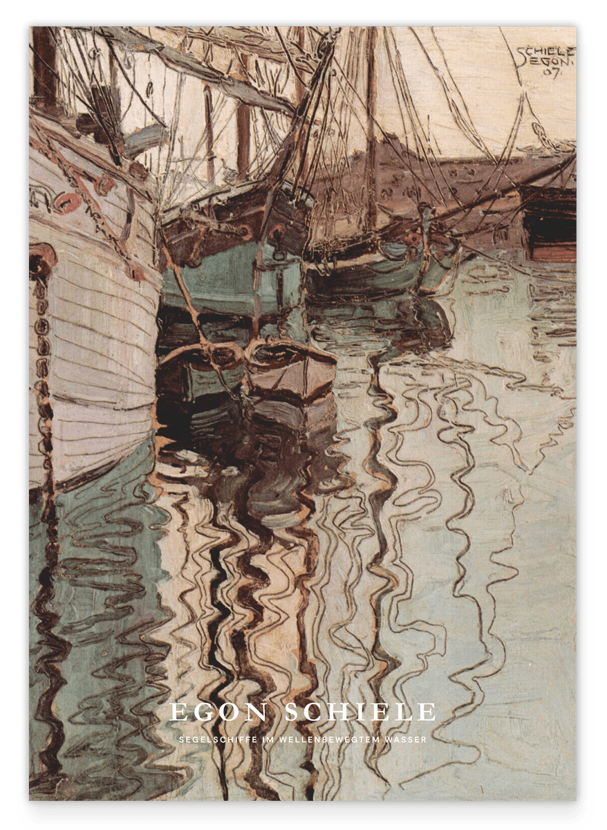 Egon Schiele - Museum-Poster II Segelschiffe mit wellenbewegtem Wasser