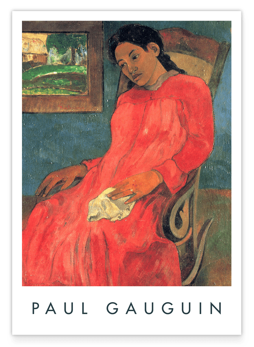 Paul Gauguin - Museum-Poster Frau im rotem Kleid