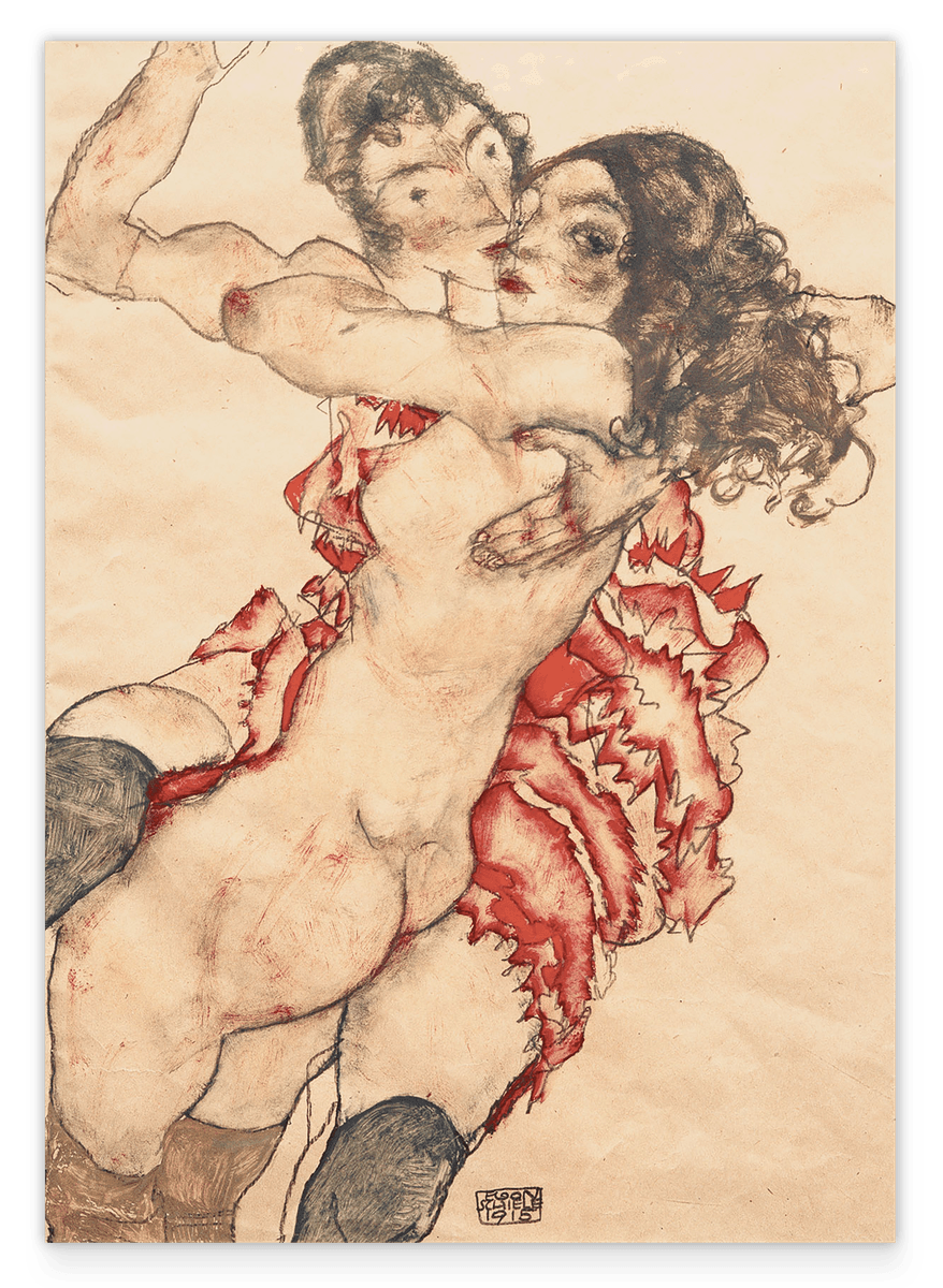 Egon Schiele - Zwei sich umarmende Frauen