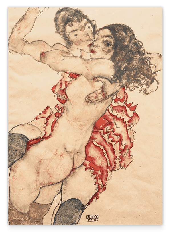 Egon Schiele - Zwei sich umarmende Frauen