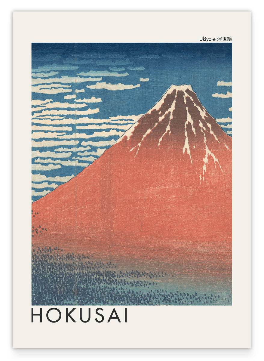 Katsushika Hokusai - Museum-Poster Südwind, klarer Himmel (Gaifū kaisei)