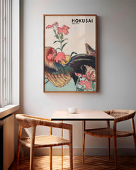After Hover: Katsushika Hokusai - Museum-Poster II Hahn, Henne und Nadeshiko