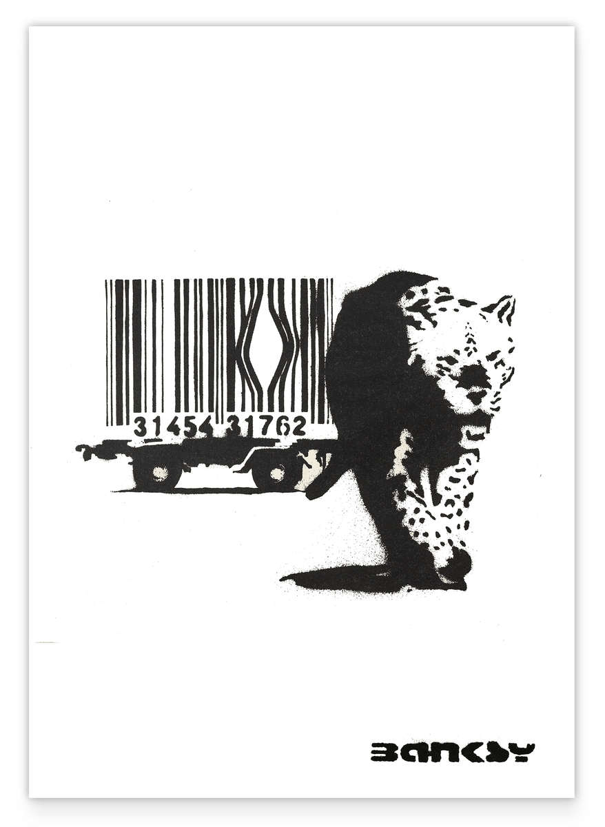 Banksy - Museum-Poster Leopard mit Strichcode - Konsumkritik