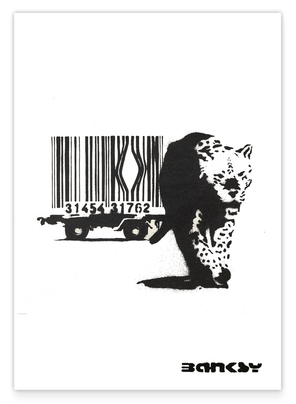 Banksy - Museum-Poster Leopard mit Strichcode - Konsumkritik