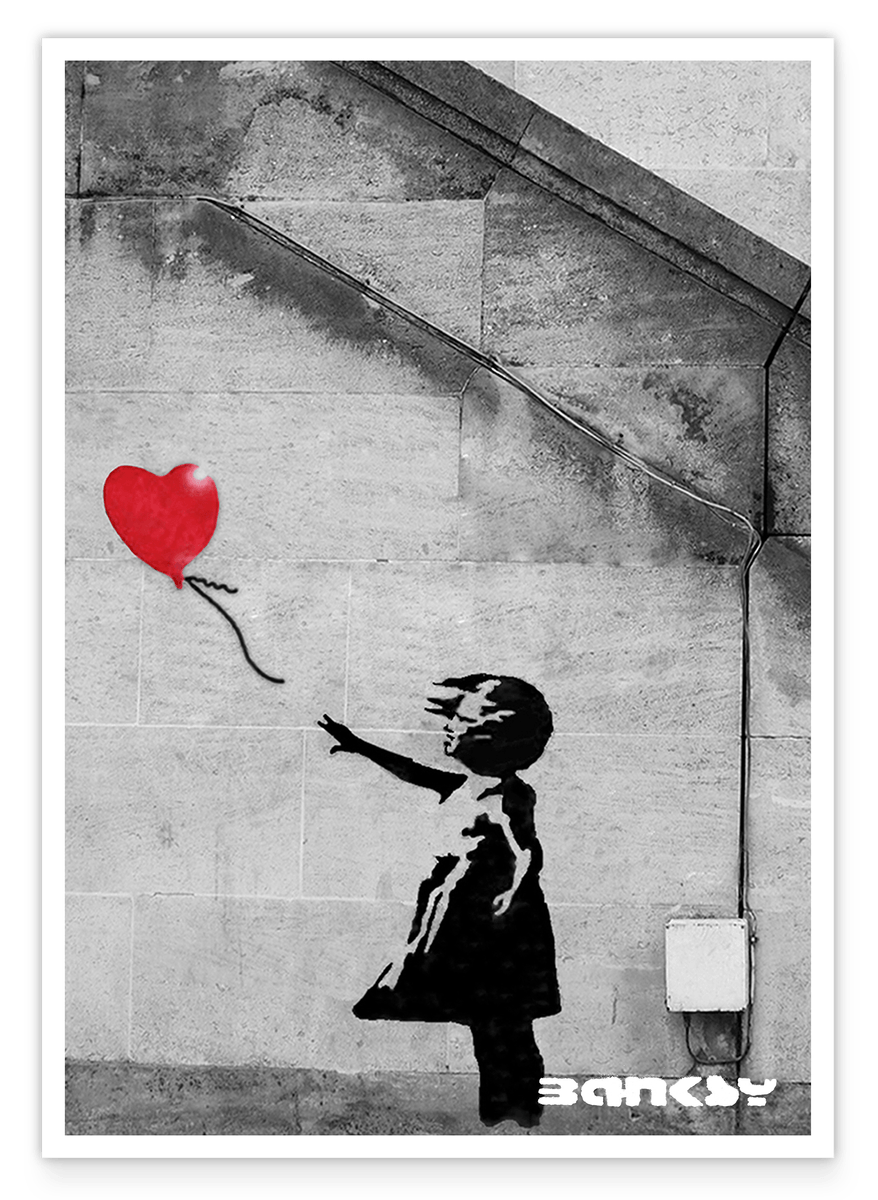 Banksy - Mädchen mit Herz Luftballon & Treppe - Museum-Poster II
