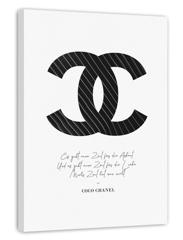 Zitat von Coco Chanel - Mode-Ikone - Schwarz mit Nadelstreifen