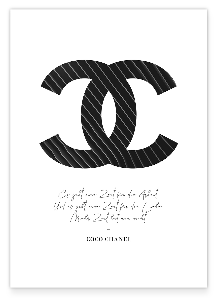 Zitat von Coco Chanel - Mode-Ikone - Schwarz mit Nadelstreifen