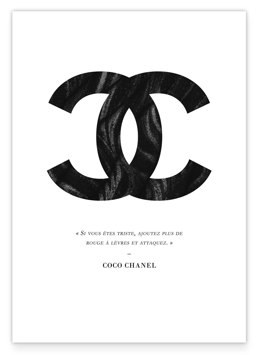 Zitat von Coco Chanel - Mode Kunstdruck in Schwarz-Weiß