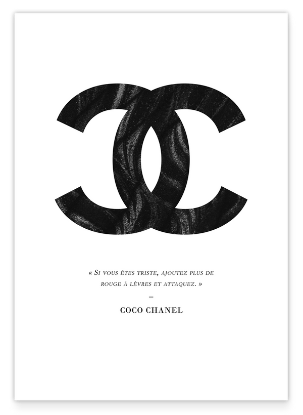 Zitat von Coco Chanel - Mode Kunstdruck in Schwarz-Weiß