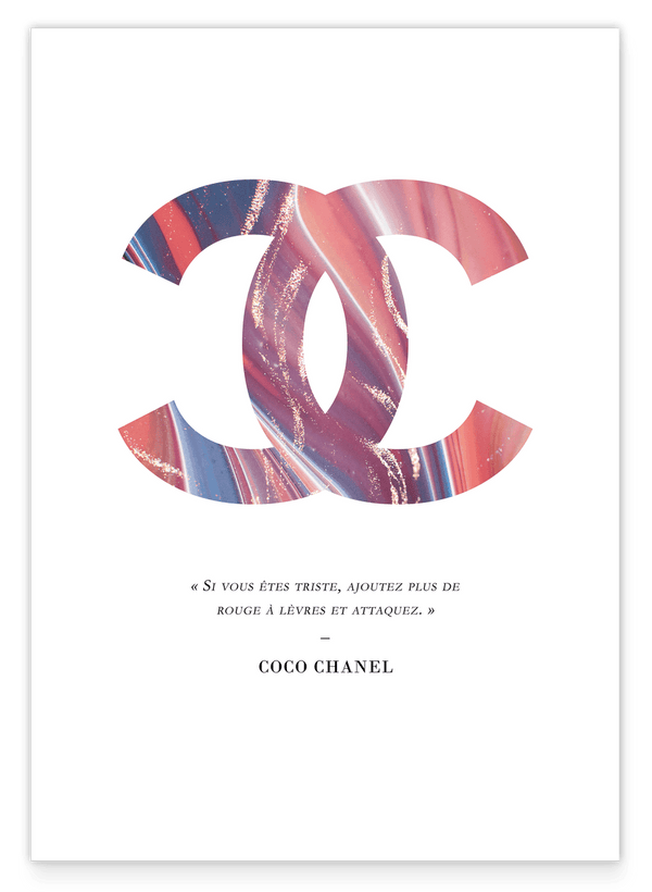 Französisches Zitat von Coco Chanel - Mode Logo in Pastellfarben