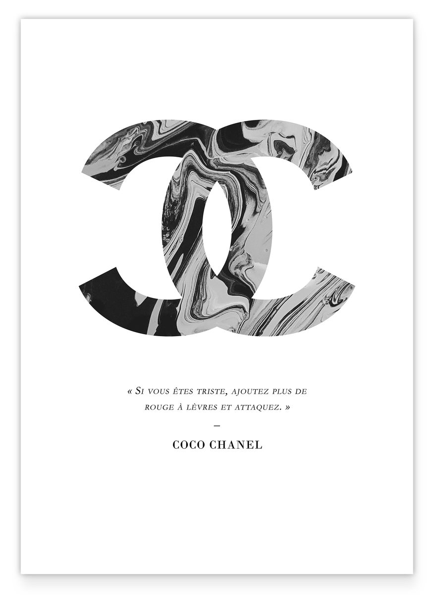 Logo von Coco Chanel - Metallic Muster mit Zitat