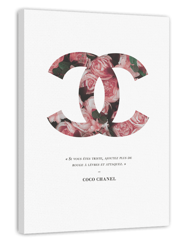 Französisches Zitat von Coco Chanel mit Rosen