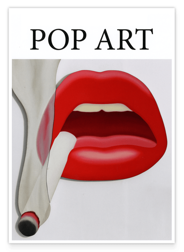 Rote Lippen mit Zigarette im Pop Art-Stil