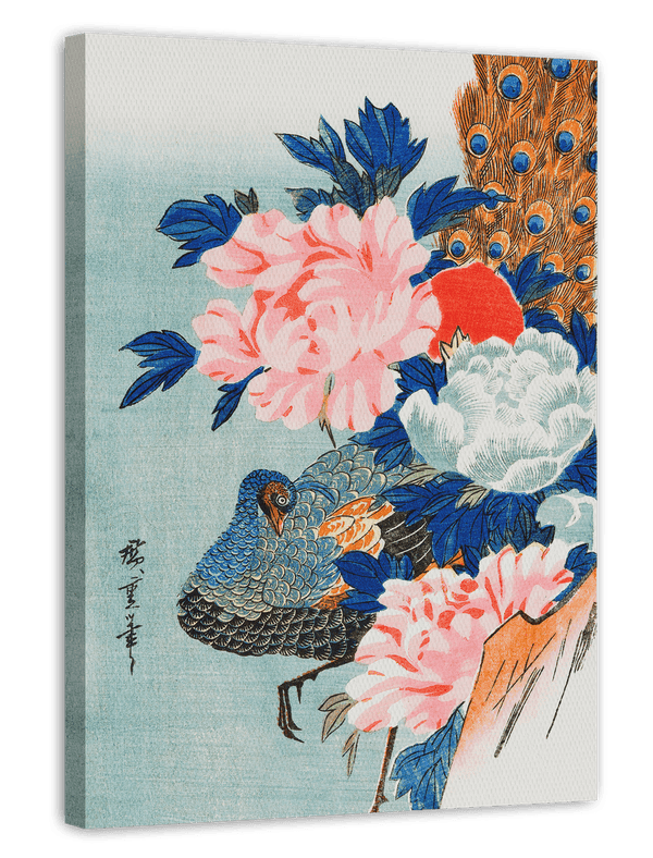 Utagawa Kuniyoshi - Japanischer Pfau mit Pfingstrosen