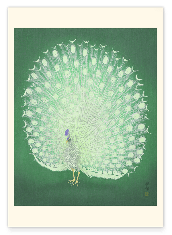 Ohara Koson - Weißer Pfau mit Rad
