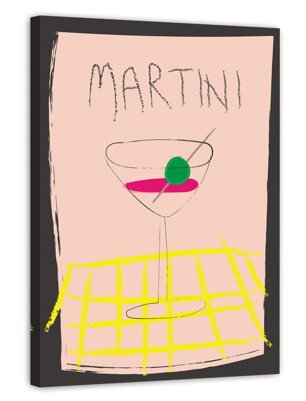 Martini Cocktail auf gelber Decke