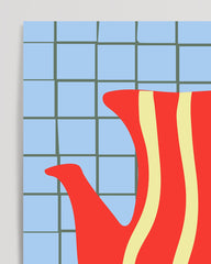 After Hover: Abstrakte Vase mit rotgelben Streifen