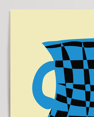 After Hover: Abstrakte Vase mit Schachbrettmuster