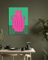 After Hover: Abstrakte Vase mit zwei Griffen in pink