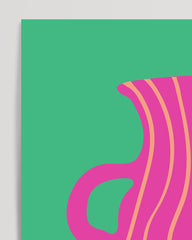 After Hover: Abstrakte Vase mit zwei Griffen in pink
