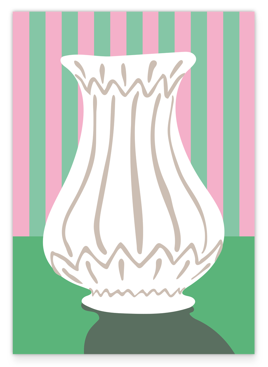 Abstrakte Vase mit weißen Streifen