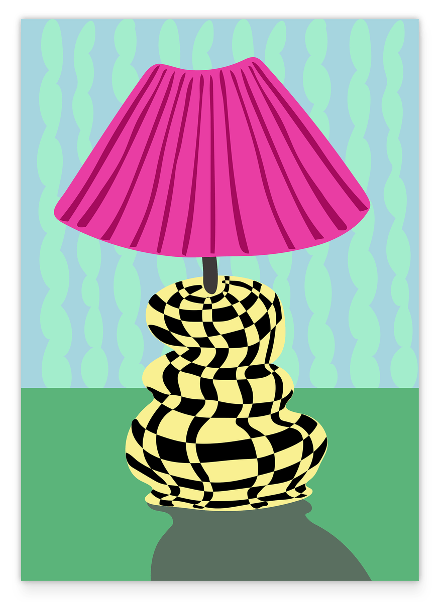 Abstrakte Vase mit Lampenschirm