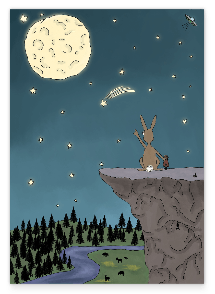 Käfer und Hase schauen in die Sterne