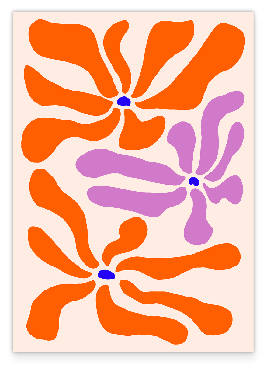 Retro Blumen Muster in Orange