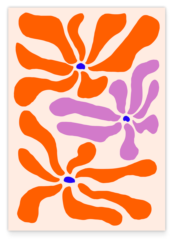 Retro Blumen Muster in Orange