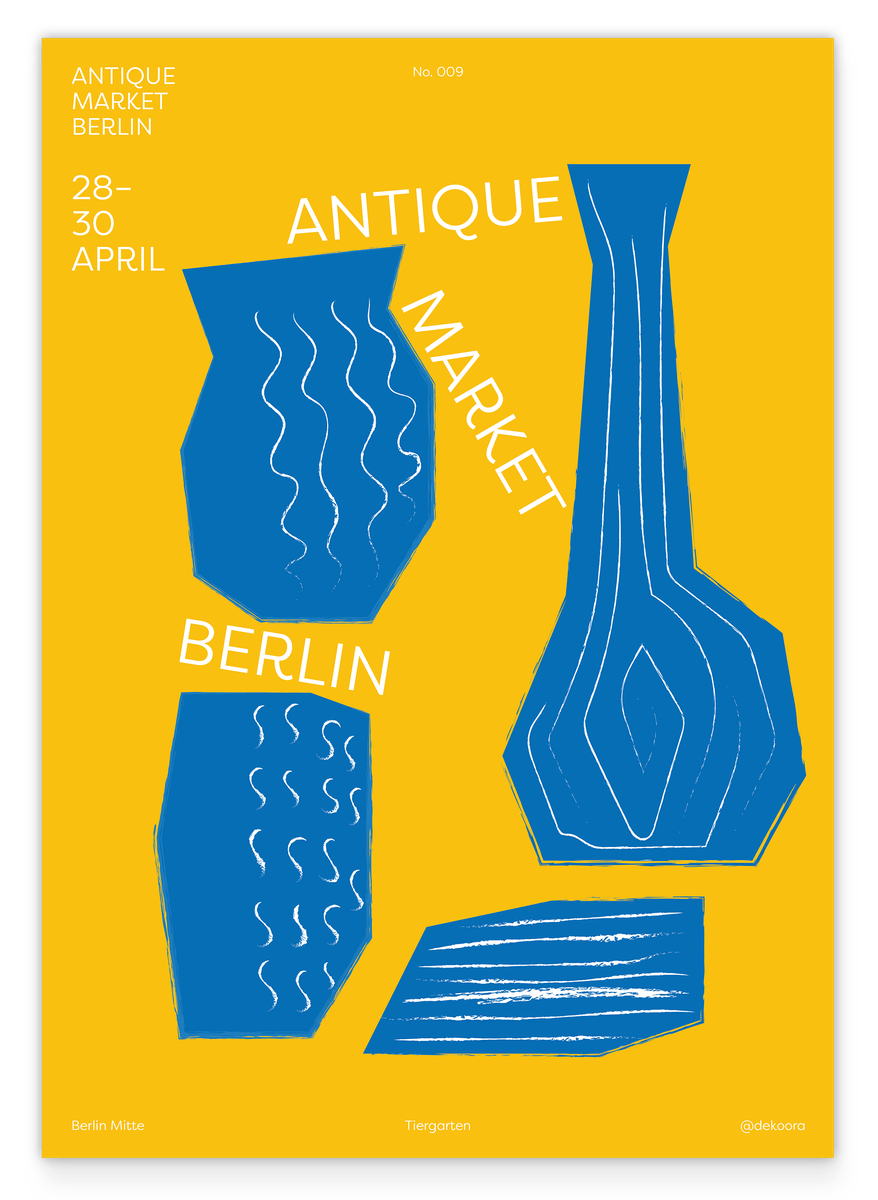 Abstrakte blaue Vasen - Antique Market Berlin