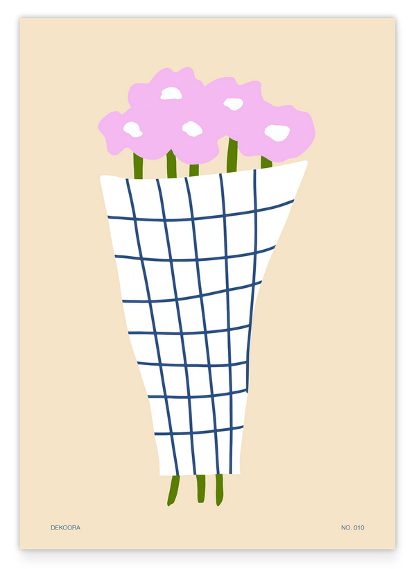 Blumenstraus in kariertem Papier