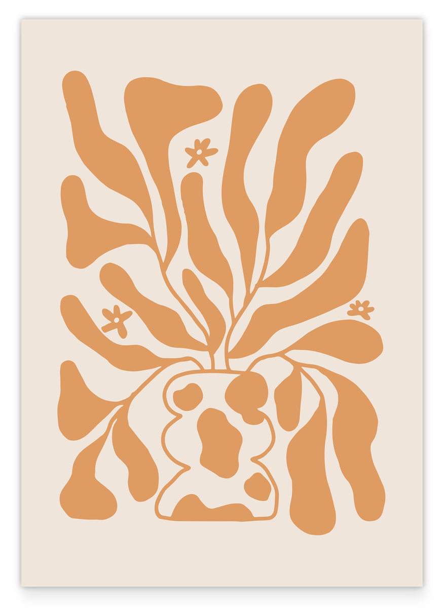 Boho Blumen Muster in Terra Beige
