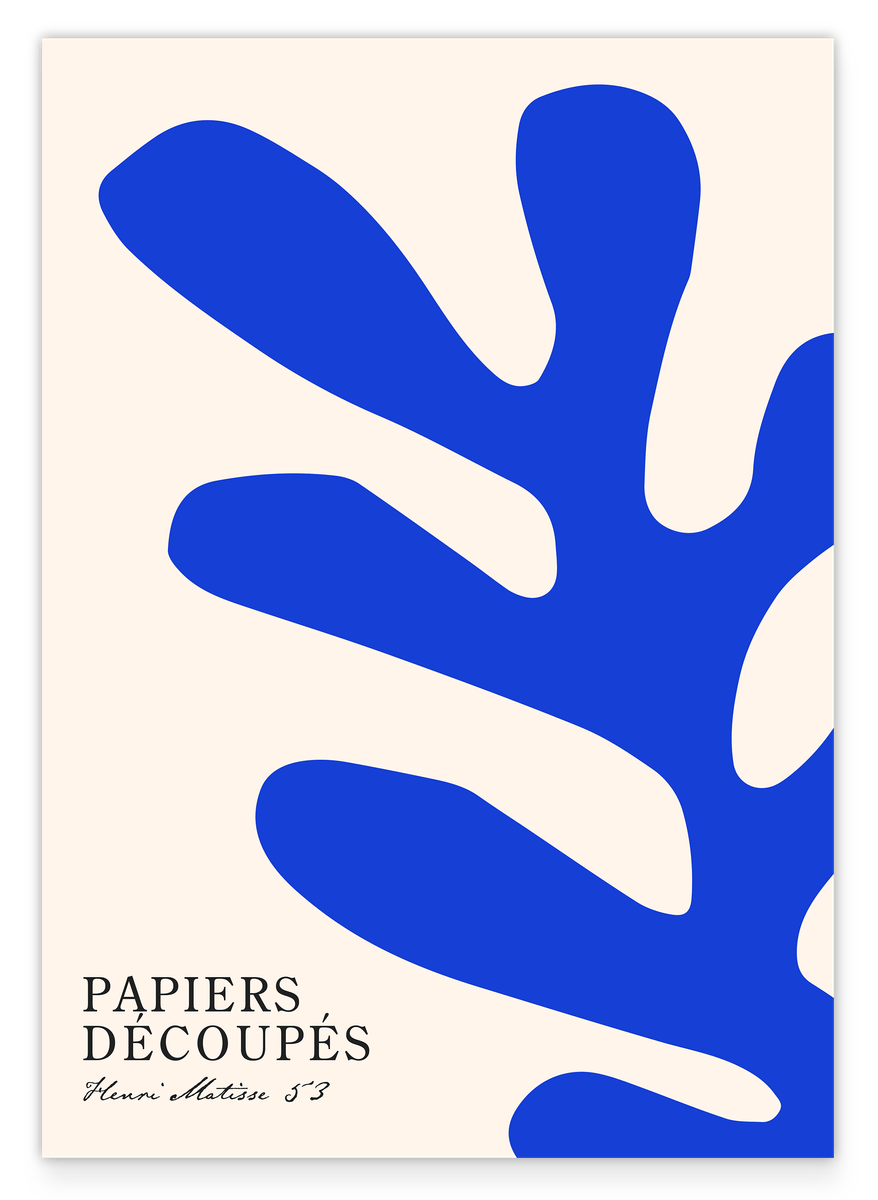 Abstraktes Blatt in Blau von Matisse inspiriert