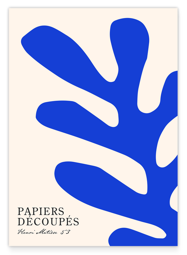 Abstraktes Blatt in Blau von Matisse inspiriert