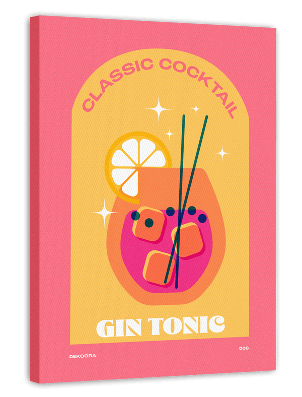 Gin Tonic mit Eiswürfeln - Cocktail in Pink