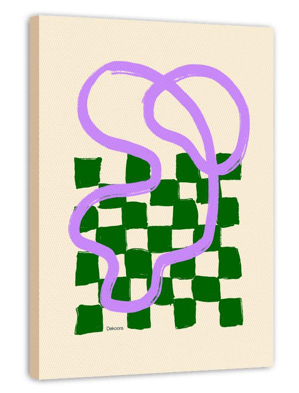 Schachbrett mit Line Art in Grün