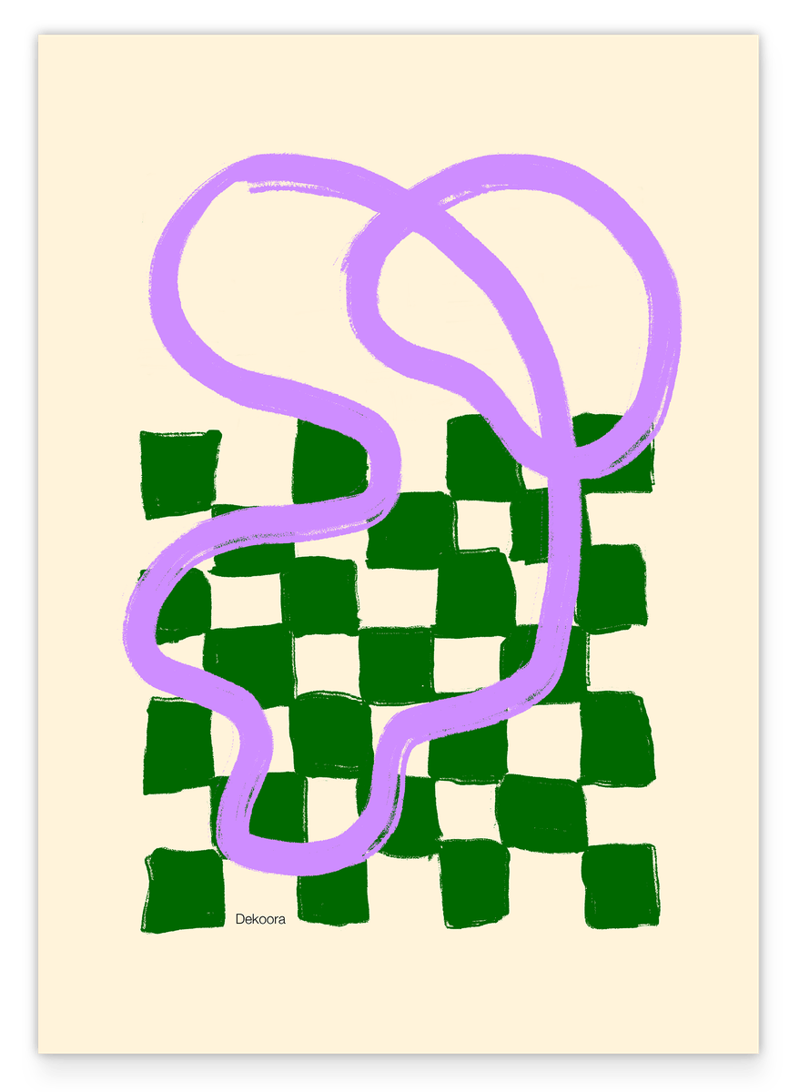 Schachbrett mit Line Art in Grün