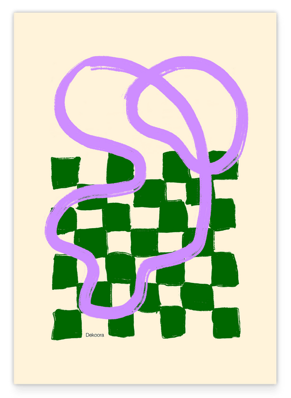 Schachbrett mit Line Art in Grün