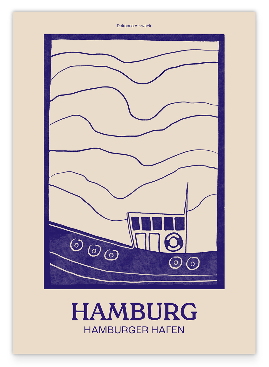 Hamburg, Ahoi! Maritime Hafen-Illustration