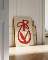 After Hover: Red Flower Art II - Blumen-Zeichnung abstrakt