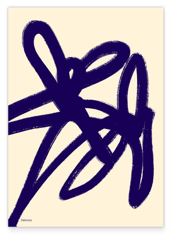 Blue Flower Art I - Abstrakte Blumen-Zeichnung