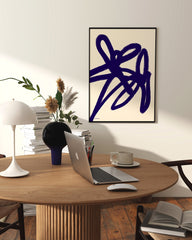 After Hover: Blue Flower Art I - Abstrakte Blumen-Zeichnung