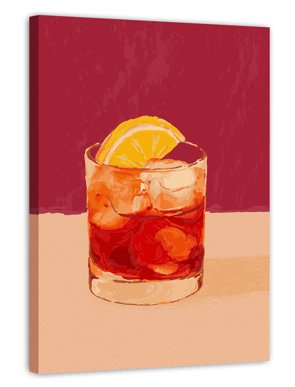 Negroni Cocktail Illustration mit Orangenscheibe