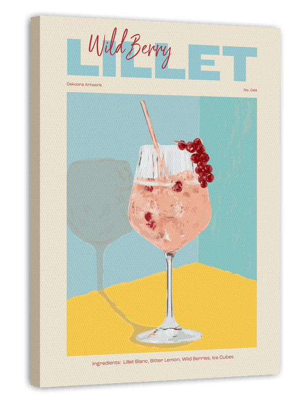 Wildberry Lillet - Cocktail im Glas mit Schriftzug