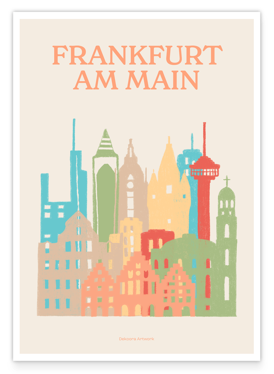 Frankfurt am Main - Souvenir Illustration mit Skyline