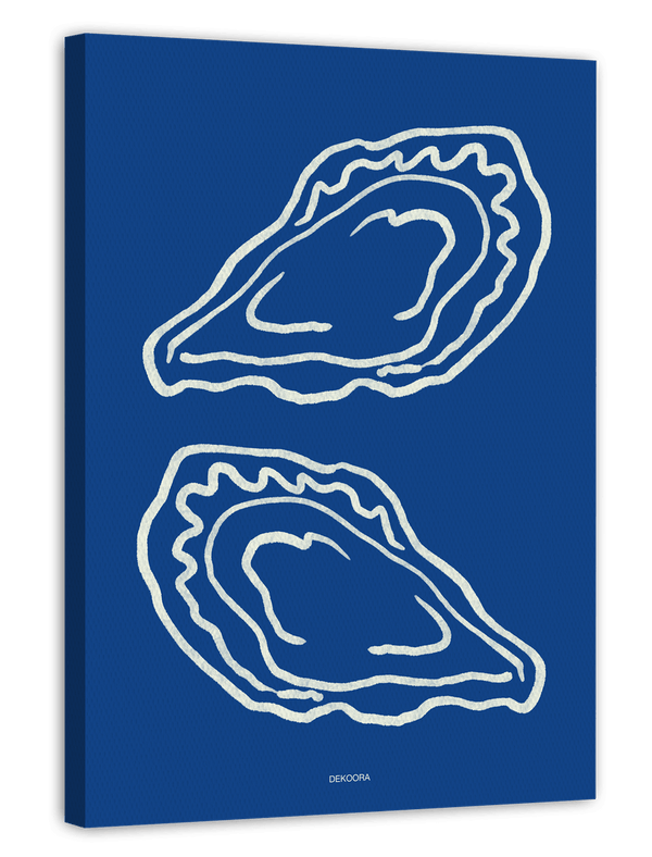 Oyster Delight - Line Art Austern in Blau-Weiß
