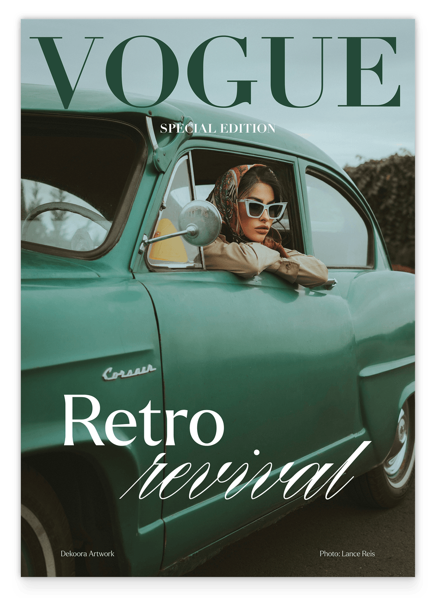 Vogue Retro Revival - Model im grünen Oldtimer