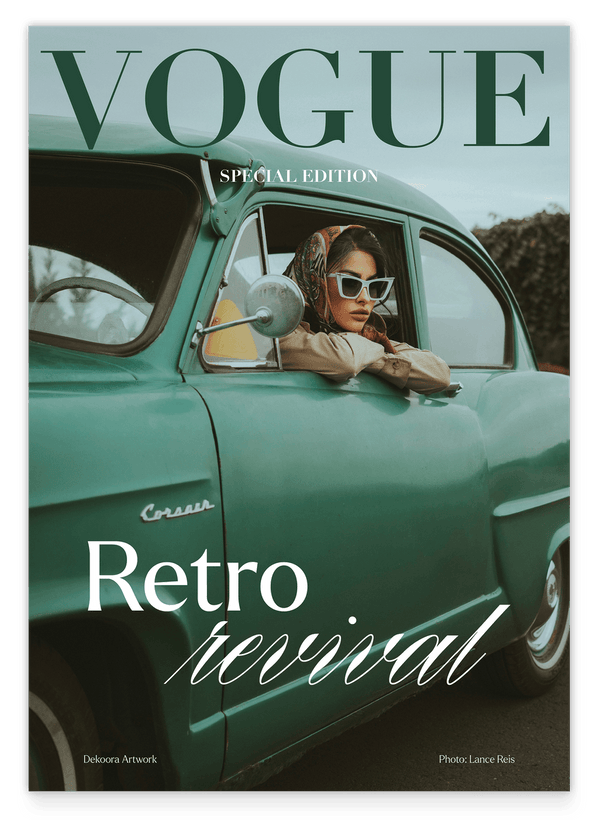 Vogue Retro Revival - Model im grünen Oldtimer